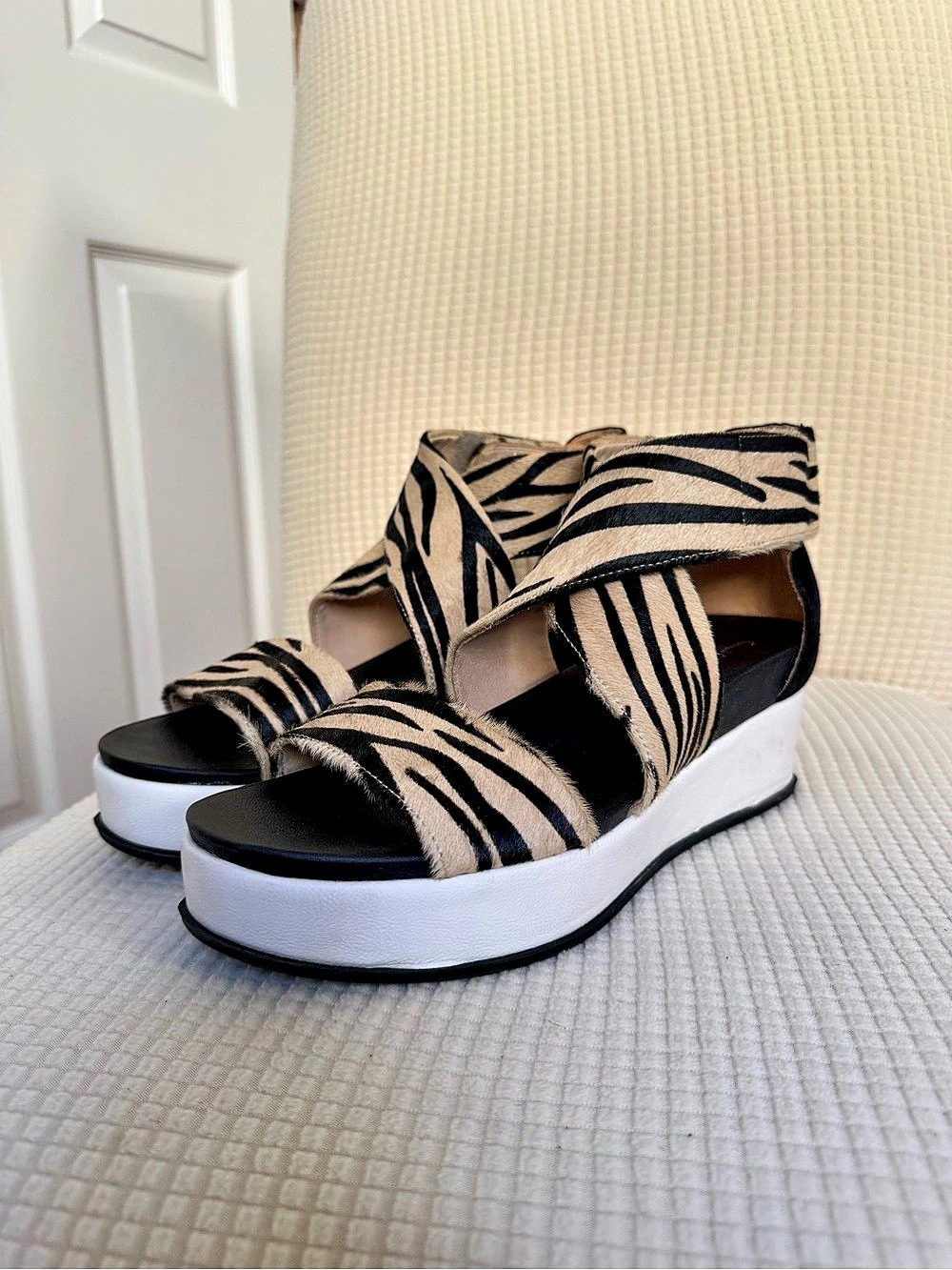 Dr. Scholl’s Original Collection “Buena” Zebra Calf Hair Platform Sandals
